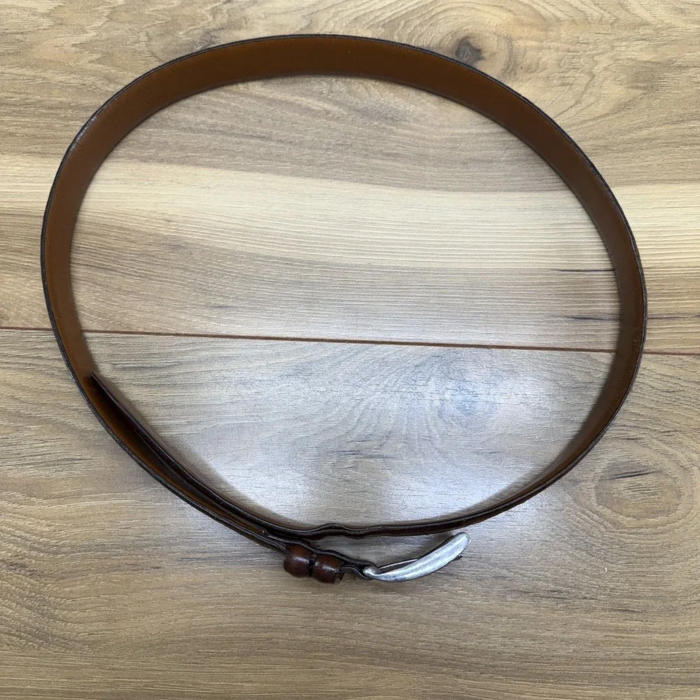 Trafalgar Mens Belt Size 34/85 Ostrich Brown Leather Dress Belt USA Made